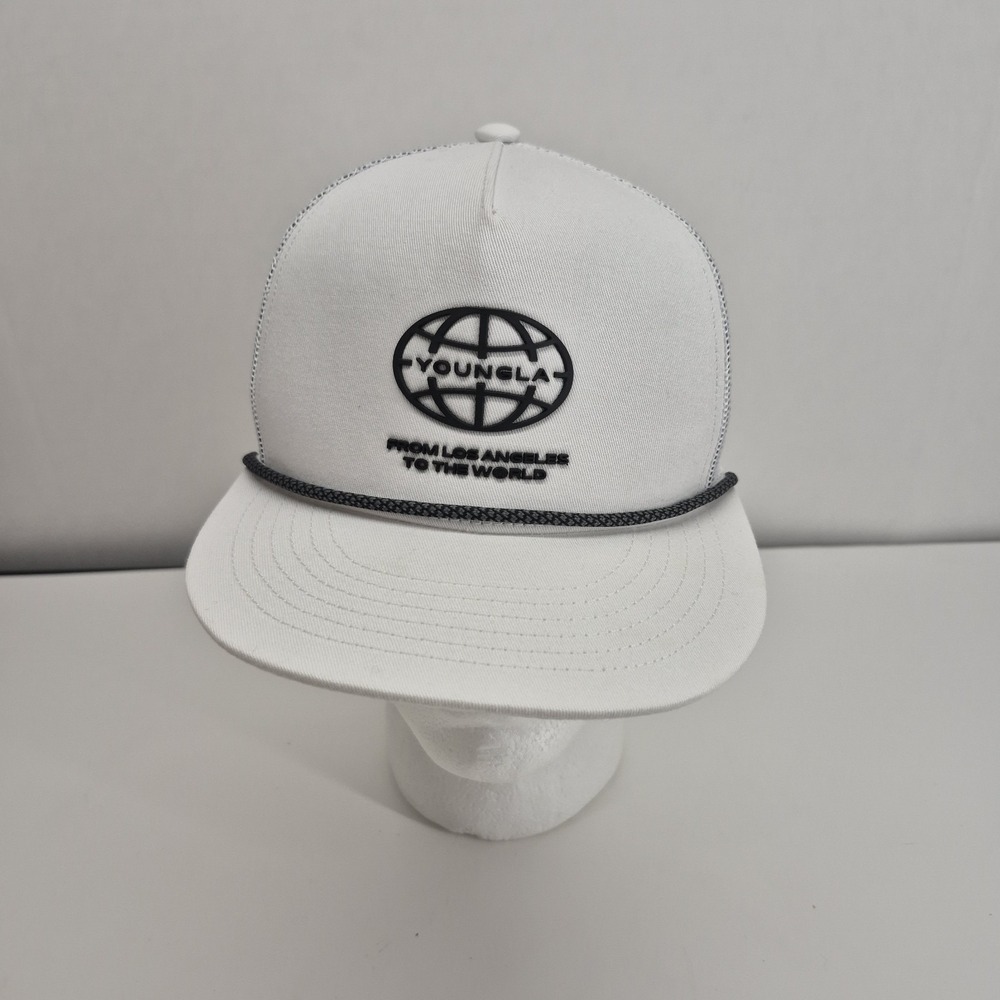 YoungLA Snapback Rope Hat White Globe Logo